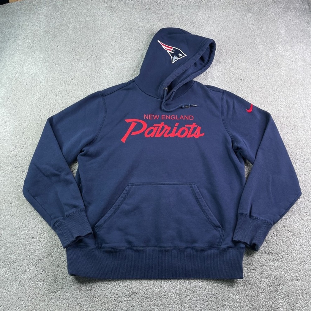 New England Patriots Hoodie Mens Large Blue Nike Helmet Logo Pullover Sweatshirt